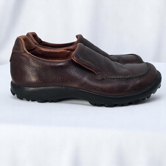 Tsubo Leather Slip On Loafers Casual Comfort Walking Shoes Brown Mens 10‎ Spain - Picture 1 of 10